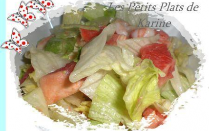 Salade iceberg, pomelos et crevettes