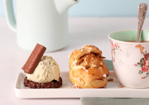 Café gourmand Gavottes, chou vanillé, ice cream sandwich