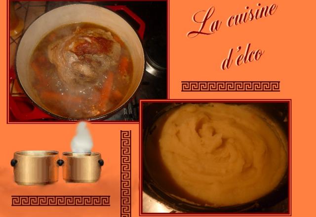 Rôti à la sauce andalouse et purée d'oignons braisés