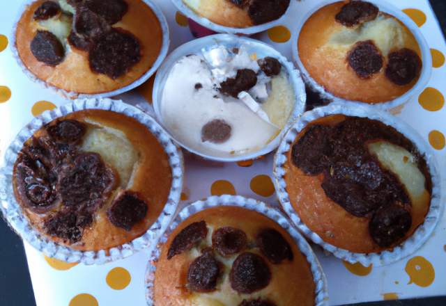 Muffins au chocolat cœur fondant et pépites de chocolat blanc