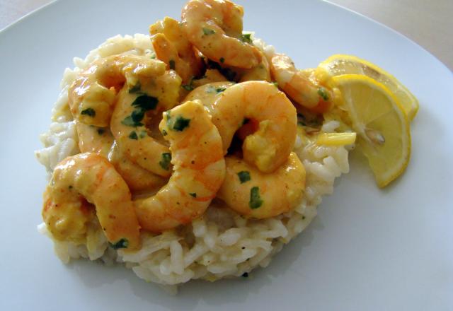 Risotto aux poireaux et coteaux du Layon et ses crevettes curry-coco