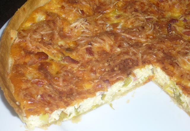 Quiche fondue de poireaux et lardons