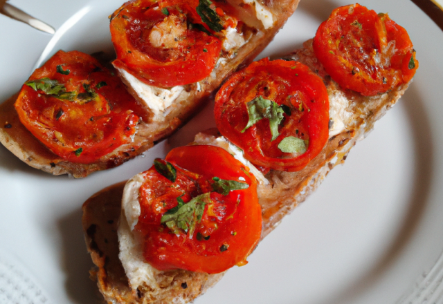 Le toast de tomate et chèvre