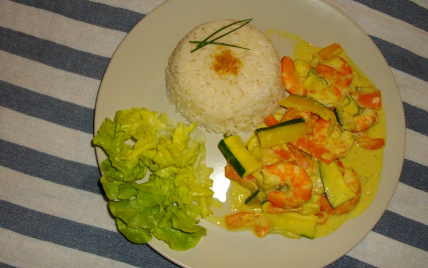 Crevettes au curry et lait de coco