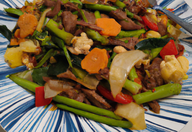 Bœuf mariné et légumes sautés à la thaïlandaise bon marché