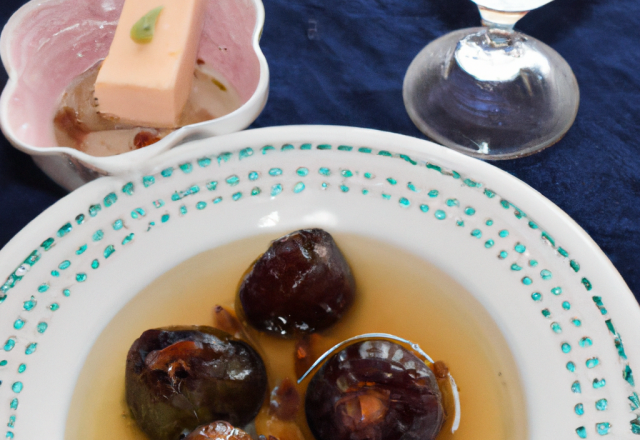 Blancs de pintade aux figues, compote d'oignons et raisin