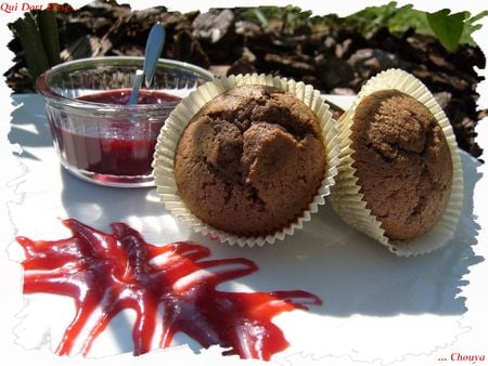 Muffins chocolat / framboises et leur caramel ...