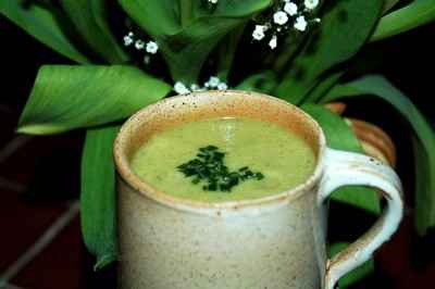 Velouté de brocolils et courgettes au fromage frais