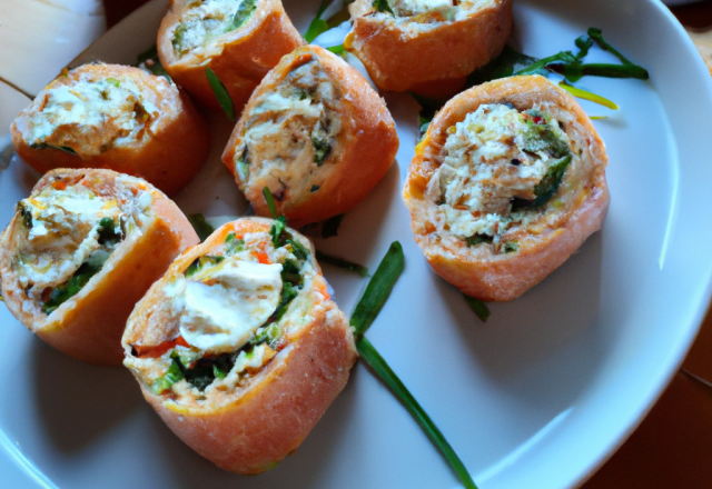 Roulés de saumon au crabe et au Cottage Cheese