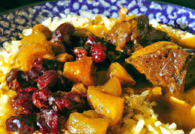 Curry d'agneau aux fruits secs et riz basmati