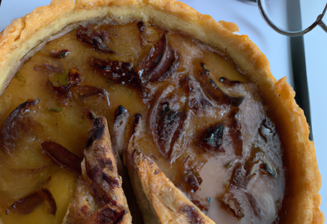 Quiche au foie gras et à la confiture d'oignons