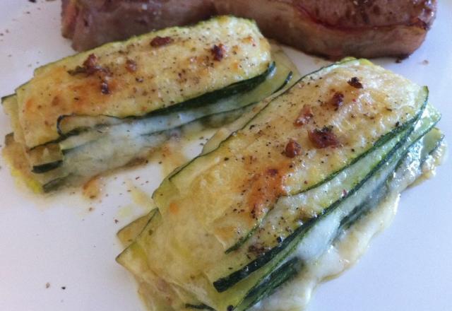 Mille feuilles de courgettes aux 2 fromages