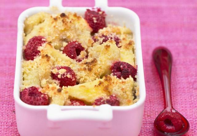 Crumble aux framboises et aux poires