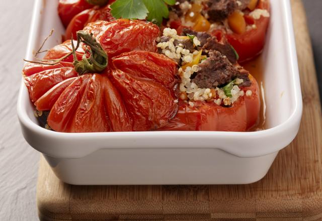 Tomates farcies au quinoa et joue de bœuf