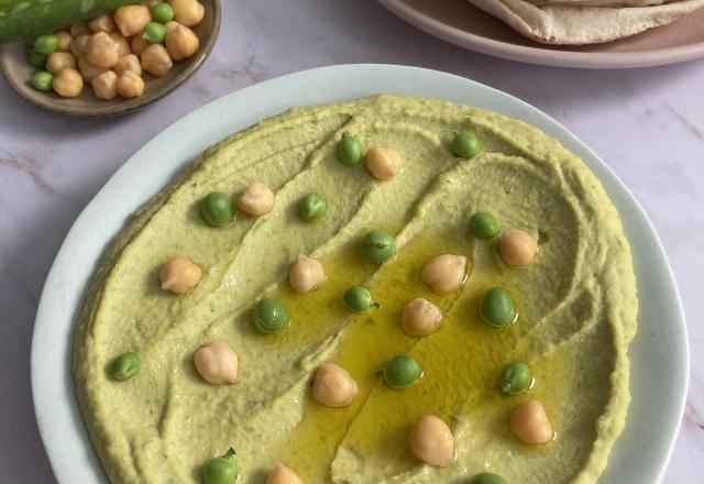 Houmous de pois chiches aux petits pois