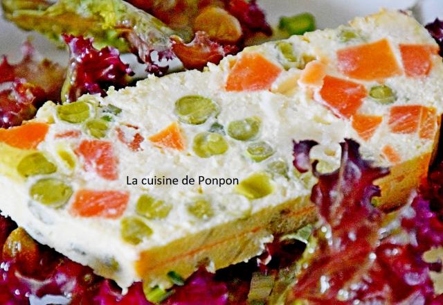 Terrine de petits pois, carottes et navets