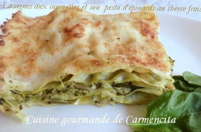 Lasagnes aux courgettes et son pesto d'épinards au chèvre frais