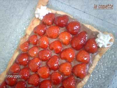 Tarte aux fraises et sa crème au chocolat