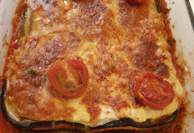 Lasagnes aux aubergines oignons et tomates