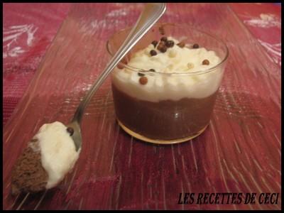 Duo de mousses choco-poire en verrine