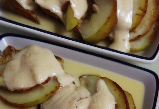 Croustillants de pommes et poires sur un sabayon au Calvados