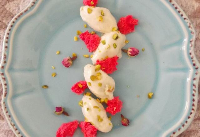 Kulfi et sponge cake à la rose