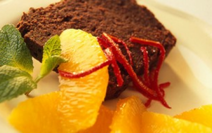 Fondant au chocolat et salade d'oranges aux zestes confits