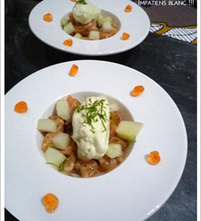 Tartare de saumon sauvage et pomme granny et sa chantilly au wasabi !