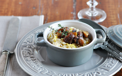 Risotto de poireaux aux châtaignes maison