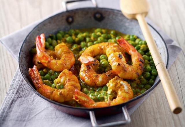 Curry aux petits pois et aux crevettes