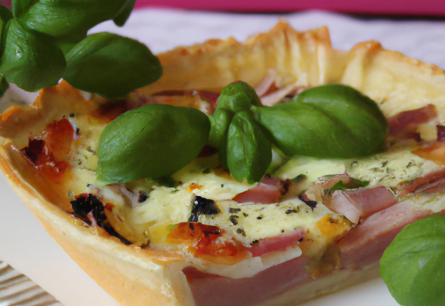 Quiche au jambon et basilic