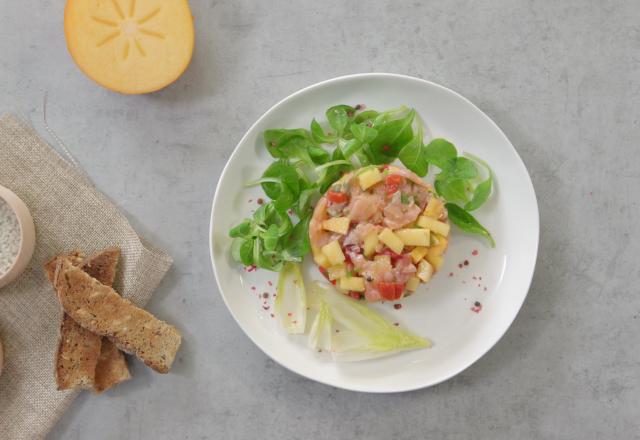 Tartare de saumon au Kaki Ribera del Xuquer AOP