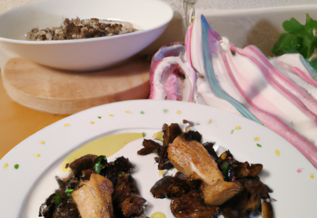 Cuisses de chapon aux morilles et Riesling