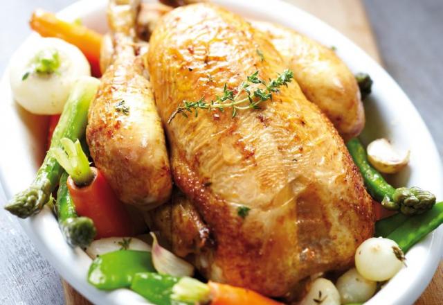 Poulet rôti, fraîcheur de légumes nouveaux