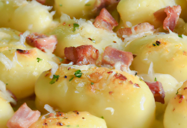 Gnocchi au jambon gratinés