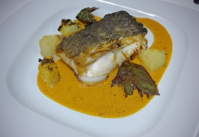 Turbot rôti à la bière compotée de Soissons