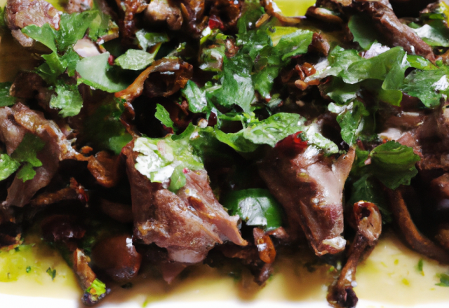 Râbles de lapin sautés aux morilles et à la coriandre