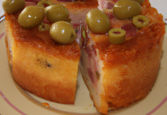 Cake salé pour l'apéritif au jambon et aux olives