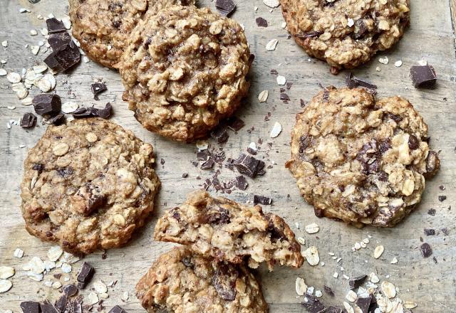 Cookies légers aux flocons d'avoine, banane et chocolat