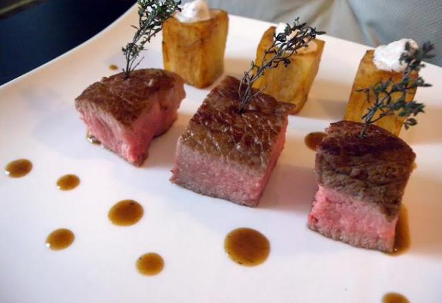 Quasi de veau et cubes frits au lard fumé