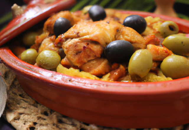 Tajine de poulet aux olives rapide