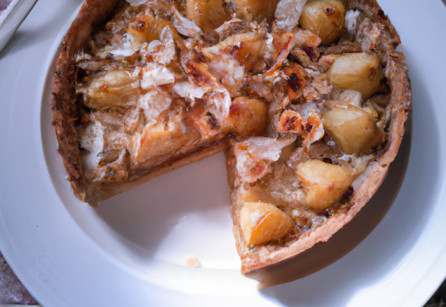 Tarte amandine aux poires sur lit de crème fraîche