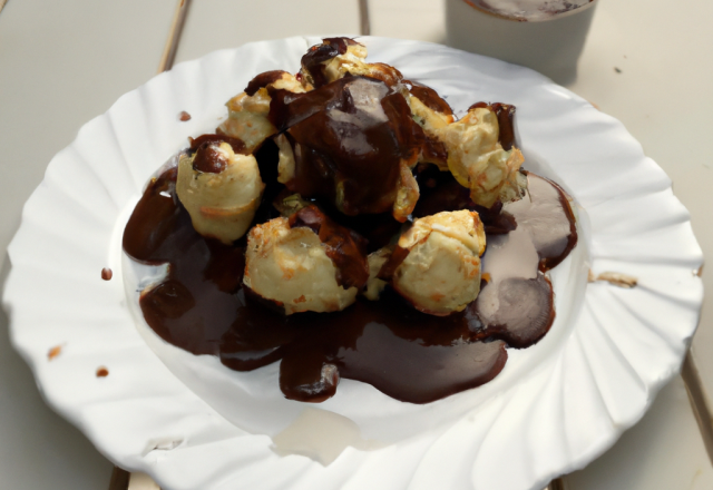 Choux sucrés au coulis de chocolats