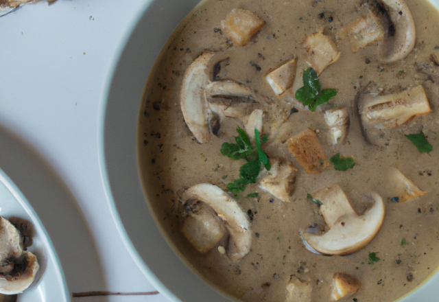 Soupe champignons moutardée