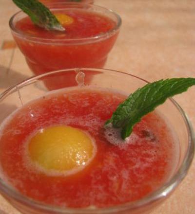 Soupe de fraise, melon, pastèque