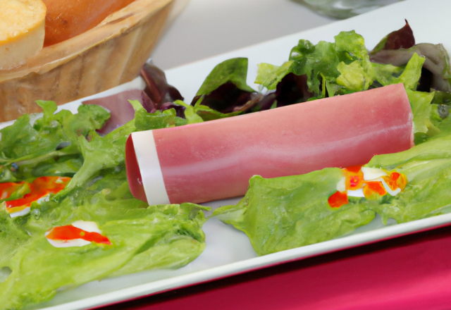 Mousseline de légumes au jambon de bayonne et sa salade d'herbe