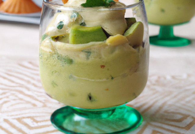 Verrine fromage pur brebis et crème  d'avocat