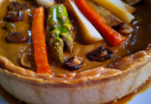 Tourte au trio de légumes et sauce amandine