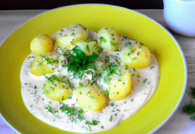 Pommes de terre à la crème fraîche & aux herbes