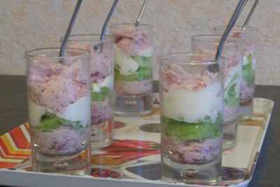 Verrine mousseline de jambon et concombres